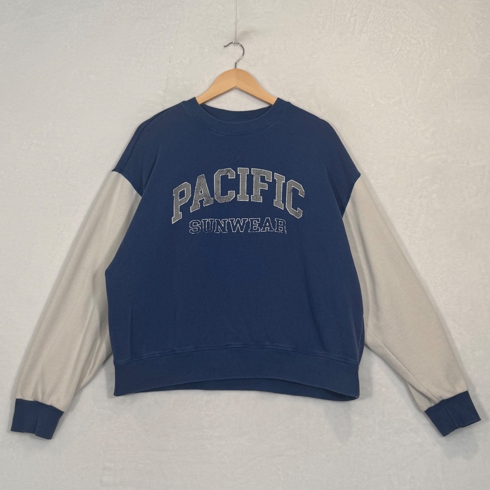 PacSun Blue Colorblock Pacific Sunwear Graphic Sweatshirt Medium